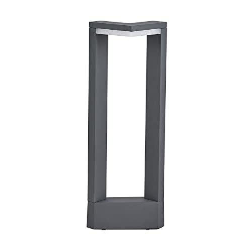 Topmo-plus Baliza exterior jardin poste de patio farolas de jardin 12W LED OSRAM Chip lámpara de jardín postes ip65 aluminio / PC 46CM Gris Blanco natural Cover