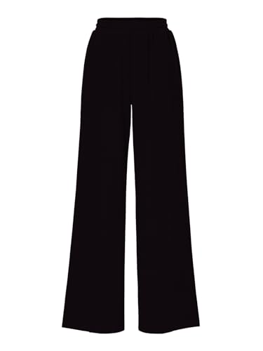 ALSOGO Womens Wide Leg Pants Casual Elastic High Waisted Pants Loose Straight Leg Pants Drawstring with Pockets3