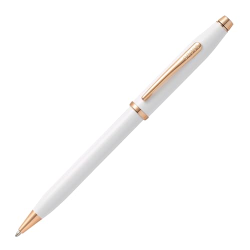 Image of Cross Century II Pearlescent White Refillable Ballpoint Pen - Medium Point, Black Ink, Presented in a Luxury Gift Box