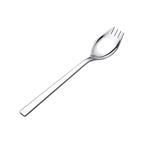 FUNOMOCYA 304 Stainless Steel Salad Spoon Salad Dinner Serving Spoons Long Handle Heavy Duty Spork Black Silverware Multifunctional