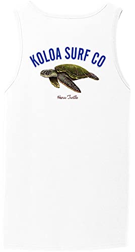 Koloa Surf Company Mens The Original Hawaiian Honu Turtle Logo Tank Tops-XL-White/c