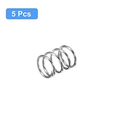 Image of uxcell Compression Spring, 5Pcs 304 Stainless Steel, 8mm OD, 0.8mm Wire Size, 10mm Free Length, Silver Tone