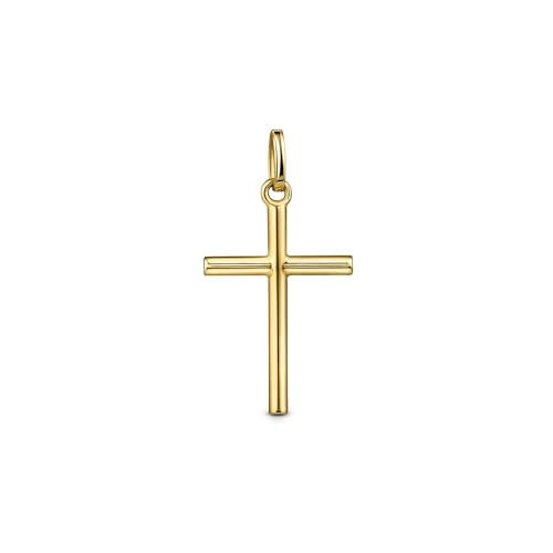 Amberta Allure Pendentif Croix Unisexe en Or Jaune 9 Carats: Petit Pendentif Croix Cylindrique