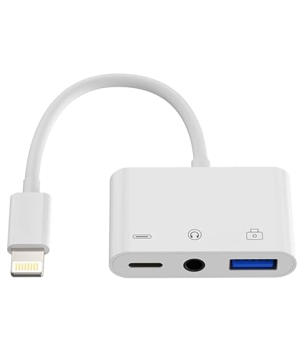 Dongle Lightning vers Jack 3,5 mm et lecteur carte OTG pour iPhone 14 13 12 iPad