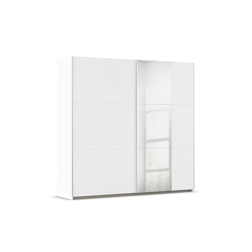 Packs - Armadio a 2 ante scorrevoli Santiago Alpin bianco con specchio, 4 ripiani, 2 aste, 1 barra...