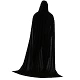 NC Yotijay Capa Com Capuz Steampunk Cosplay Medieval De Para Capa De Halloween Unissex Capa De Veludo Fantasia De Bruxa De Halloween Fantasia De Cosplay Para Homens E Mulheres Manto, 150Cm Preto
