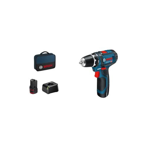 Bosch Professional Perceuse GSR 12V-15 avec 2 batterie 2Ah + chargeur + Softbag