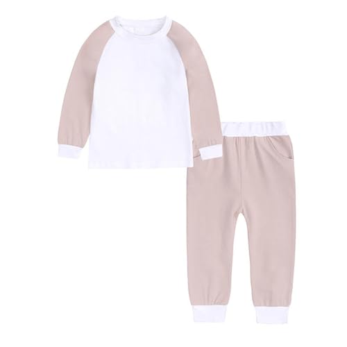 Kids Girls Long Sleeve 𝐏ajamas Set Color Block Crewneck Tops and Pants 𝗦nug Fit 𝐏ajamas Soft Sl𝐞epwear Loung𝐞wear
