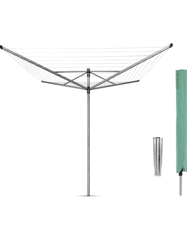 FAHD TRADERS 60M Rotary Washing Line 4 Arm – Heavy Duty Outdoor Clothes Airer Dryer with Ground Spike & Protective Cover – Adjustable Height, Foldable, Rust Resistant, Space Saving Laundry Solution