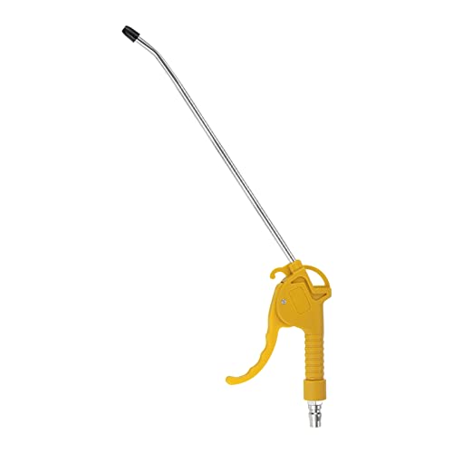 sourcing map Air Blow Gun Stainless Steel High Pressure Dust Blower Gun with 10 Inch Long Angled Nozzle 150mm Handle for Cleaning Car Computer Dust, Yellow