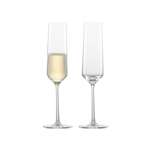 Zwiesel Glas Pure Sektglas aus hochwertigem Glas hergestellt, 2-teiliges Set, Maße: Höhe: 25.2 cm, Durchmesser: 72 mm, Volumen: 209 ml, 122316