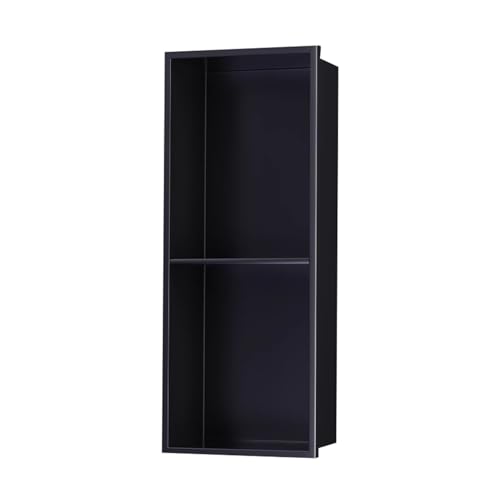 Étagère de douche encastrée inox noir 700x280x125mm pour rangement shampoing