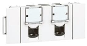 Legrand 076546 Double Prise, Catégorie6, Ftp Spéciale Goulotte Mosaic à Clippage Direct, 3 Modules, Blanc