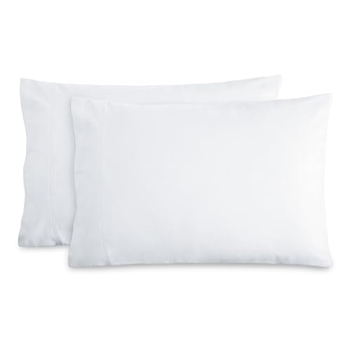 Bare Home Flannel Standard Pillowcases Set of 2-100% Cotton - Velvety Soft & Cozy - Double Brushed Heavyweight Flannel Pillowcases (Standard Pillowcase Set of 2 White)