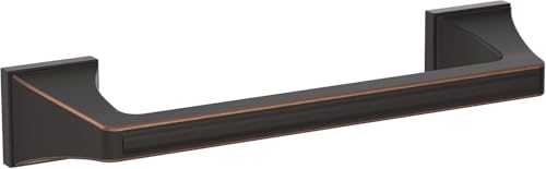 Image of Amerock Mulholland 9 inch Oil-Rubbed Bronze Towel Bar | Decorative bathroom hardware in durable Zinc /Stainless Steel construction; mounting hardware included for easy installation