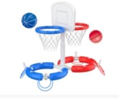Swimming Pool Basketball Game, Includes 2 Balls and Pump, Pool Basketball Hoop Set, Floating Basketball Pool Game, Swimming Toys