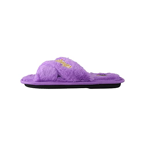 Image of FOCO Womens NFL Team Script Wordmark Fuzzy Cross Slide Slippers