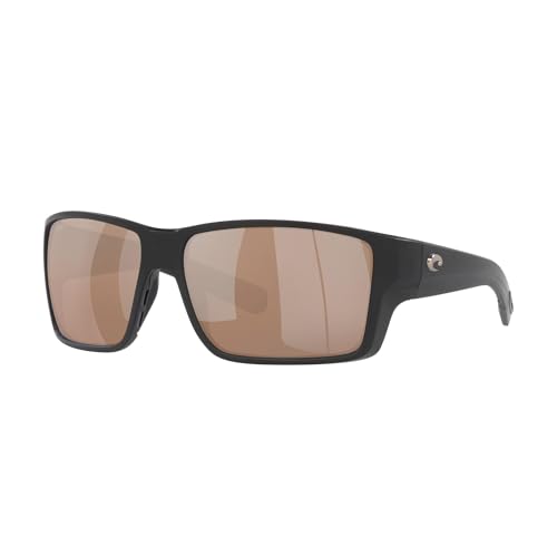 Costa Del Mar Sunglasses for Men - Reefton PRO Mens Polarized Sunglasses - Fishing, Boating & Beach UV Protection - Size 63 - Black/Copper Silver Mirror 580G -  06S908090800363