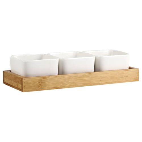 FUNNETOYU 陶磁器製仕切り付きスナック皿 点入り 軽量コンパクト 食品類に 滑らかな表面で清掃簡単 ホームパーティーや日常使用に適した食品