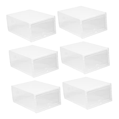 OFFSCH 6 Pcs Transparent Shoe Box Drawer Style Plastic Storage Container for Home Organization Stackable Lightweight Design for Shoes and Accessories
