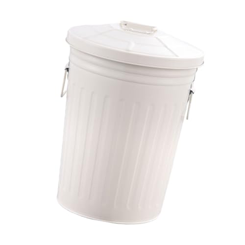 Poubelle d'extérieur en fer anti-vent 8 l avec poignées pour sécuriser les détritus