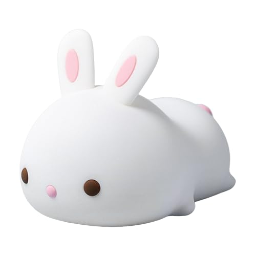 Whrcy Luces nocturnas de conejito – Lindo conejo de silicona recargable decoración del hogar | Luces nocturnas para el hogar, dormitorio, guardería, mesita de noche, guardería, oficina, escritorio