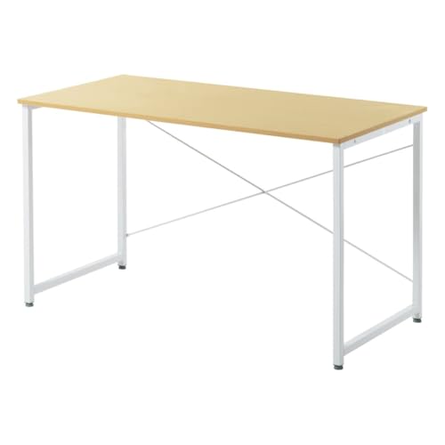 パソコンデスク 120cm幅 奥行60cm 高さ70cm 木製 モニターアーム対応 ゲーミングデスク ワークデスク 学習机 在宅ワーク テレワーク オフィスデスク シンプル 耐荷重50kg 組み立て式 (ライトブラウン)