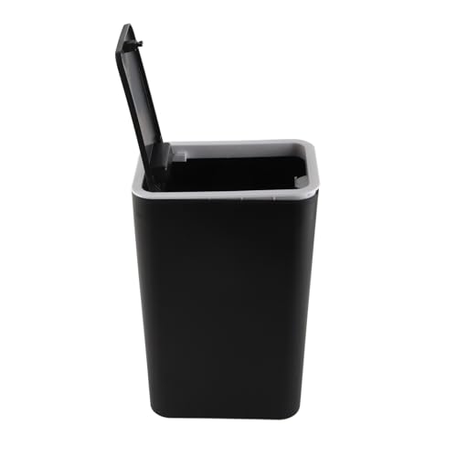 Caneca de basura negra plástica 9 litros con tapa presionable miniatura 2