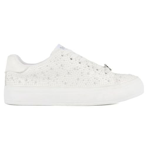 Juicy Couture Women's Classic Lace-Up & Sparkle Pearl Sneakers - Casual Chic, Bling, and Bedazzled2