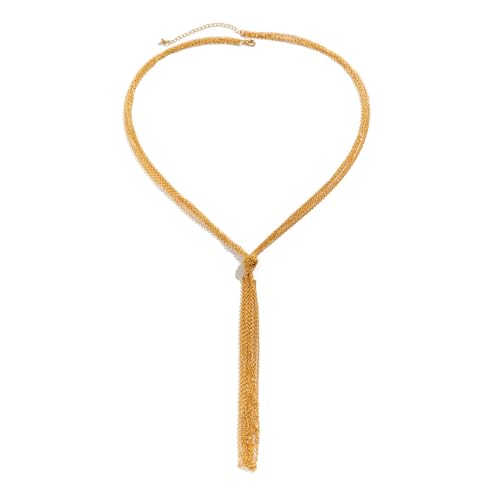 SXYCYRC Hip hop collar de varias capas personalidad collar de borla de cadena cruzada anudado largo para mujer Aniversario de bodas, Acción de Gracias, Día de la Madre, Navidad, regalos de cumpleaños