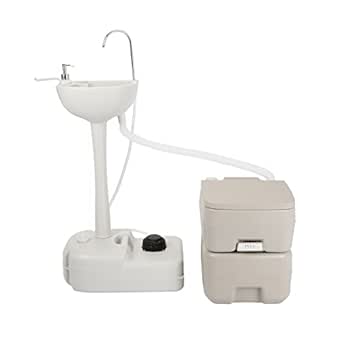 Outvita Portable Sink and Toilet Combo, 5 Gallon Hand Washing Station & 5.3 Gallon Flushing Toilet