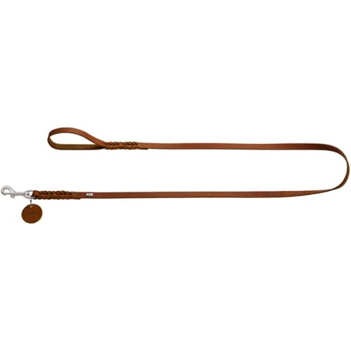 HUNTER Hundeführleine SOLID EDUCATION, Farbe: cognac, Leder, geflochten, robust, weich, Handschlaufe, Größe: 16/150