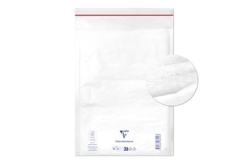 Clairefontaine 7344C - Paquet de 10 Pochettes Blanches Matelassées de Film à Bulles 180x260 mm - 90g/m²
