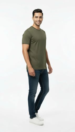 Image of Men's 100% Supima Cotton Crew Neck T-Shirt - Classic Slim Fit, Ultra-Soft Breathable Fabric, Short Sleeve Solid Tee