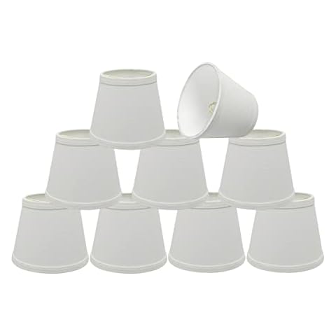 Aspen Creative 32862-9A Small Hardback Empire Shape Chandelier Clip-On Lamp Shade Set (9 Pack), Transitional Design in White, 5" Bottom Width (4" x 6" x 5") Cover