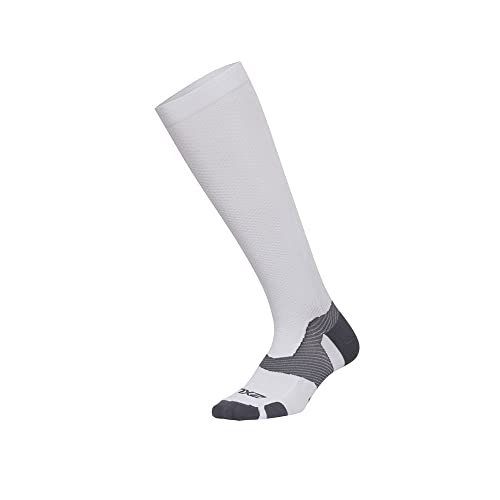 2XU Vectr Full Length Sock, White/Grey, Small