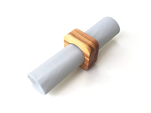 Rond de serviette carré en bois - Décoration de table pour invités - Fabriqué à la main en bois d'olivier Cover