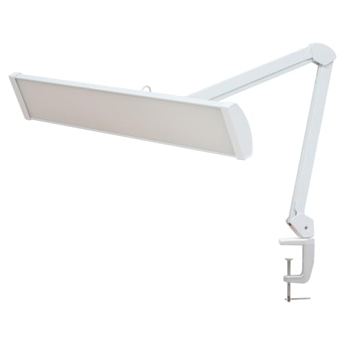 Image of 24-Inch LED Architect Desk Lamp with Clamp, 30W 2300LM, White | 180 SMD LEDs with reinforced dual metal arms deliver eye-caring lighting and 5 brightness levels for drafting and reading