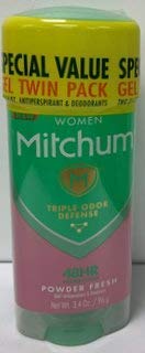 Mitchum For Women Advanced Control Anti-Perspirant Deodorant Clear Gel, Powder Fresh 3.4oz (Pack of 2)