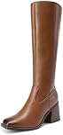 DREAM PAIRS Bottes hautes de genou des femmes Carré Toe Chunky Bas talon Gogo Bottes