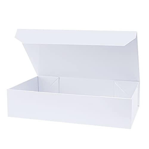 Boîte Cadeaux Blanc Magnétique Grande taille, 43 x 25,5 x 10cm, Boîte-Cadeau Vide pliante Décorative Boîte de Présent pour Anniversaire, Noël Cover