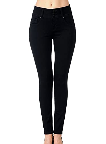 wax jean Women's High-Rise Push-Up Super Comfy 3-Button Skinny Jeans
