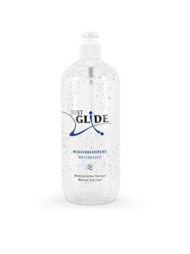 Just Glide Gleitgel 1000 ml - Natürliches Gleitmittel auf Wasserbasis für sie und ihn, ergiebiges Aqua Gleitgel, 100% vegan