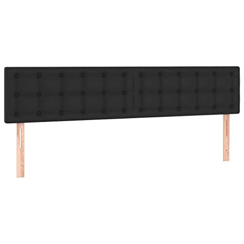 vidaXL Tête de Lit à LED Meuble de Chambre à Coucher Accessoire de Lit Double Tête de Cadre de Lit Intérieur Noir 200x5x78/88 cm Similicuir