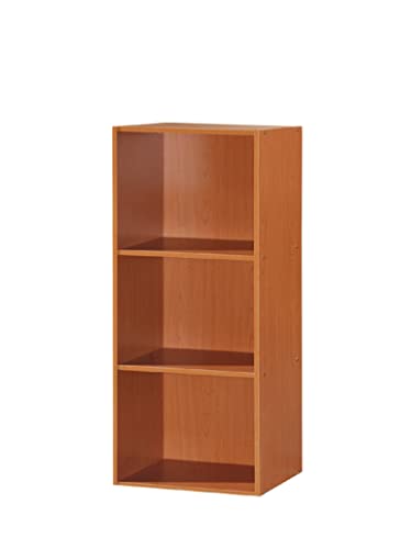 Hodedah Import 3 Shelf Bookcase, Cherry #TOP23