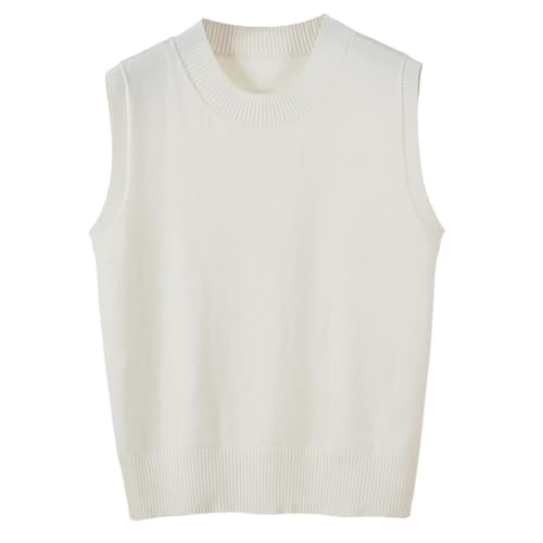 Women's Sweater Vest Crew Neck Sleeveless Pullover Sweater Classi...