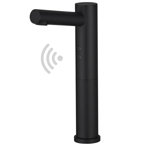 Bathfinesse Commercial Bathroom Touchless Faucet, Motion Activated Hands-Free Faucet For Bowl Sink, Hot & Cold Mixer Control, Battery Or Plug-In Powered, Black cover