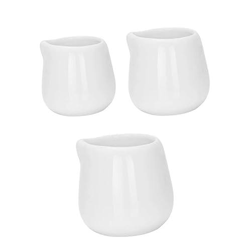 GRIRIW 3pcs Ceramic Milk Jug Espresso Pitcher Pottery Coffee Creamer Honey Cups Honey Container Creamer Dispenser Creamer Pitcher Dispenser Syrup Container Coffee Cup White Ceramics