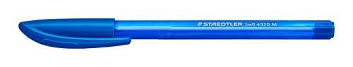 Image of Staedtler Triangular stick ballpoint pen, blue ink, line width M approx. 1.00 mm, for relaxed writing, 10 blue ballpoint pens in cardboard case, 4320 M-3