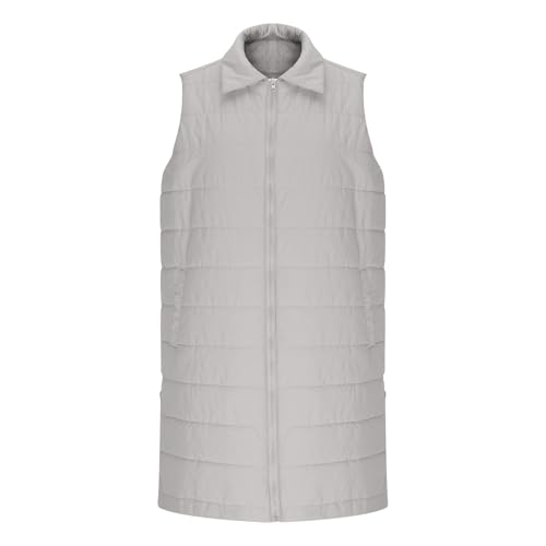 Chaleco largo de moda para mujer Generisch 2026 en color caqui talla L con cremallera 4
